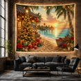 thumbnail image 6 of Christmas Tree on a Tropical Beach at Sunset, Joyful Coastal Style for Beach Lovers, Coastal Wall Art, Christmas Gift, Tapestry Wall Hanging for Bedroom and Living Room, 6 of 7