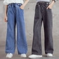 thumbnail image 5 of Odeerbi Kids Girls Wide Leg Jeans Straight Leg Denim Pants High Waist Jeans For 4-10 Years Kids Wide Leg Straight Denim Jeans Baggy Trousers Loose Denim Pants Blue, 5 of 5