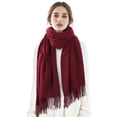 thumbnail image 2 of Bufanda de invierno Clothirily Fashion, chal con tacto de cachemir, rojo vino, 2 of 9
