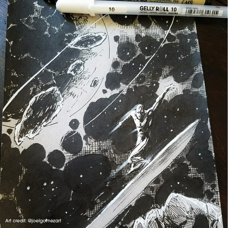 Sakura Square Black Sketchbook and 3 White Medium 08 Gelly Roll Pens 