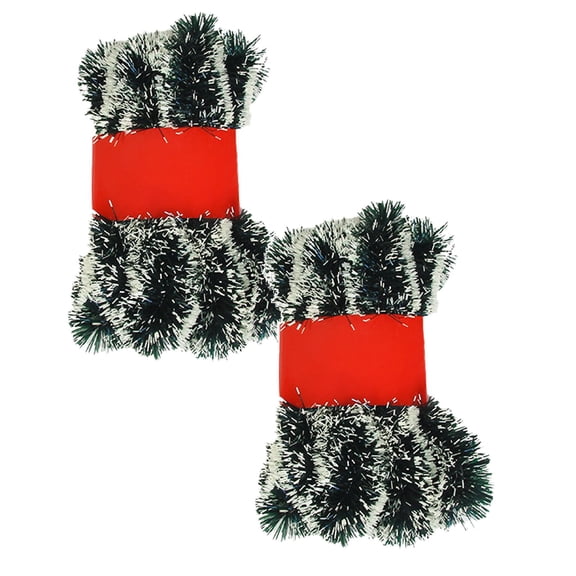 XJGHHSY 2 Pcs 5 Yard Red Tinsel Garland Christmas Tinsel Garland Xmas Tree Decorations Metallic Twist Streamer for Christmas Tree New Year Holiday Birthday Party Decorations (3" x 197"),White