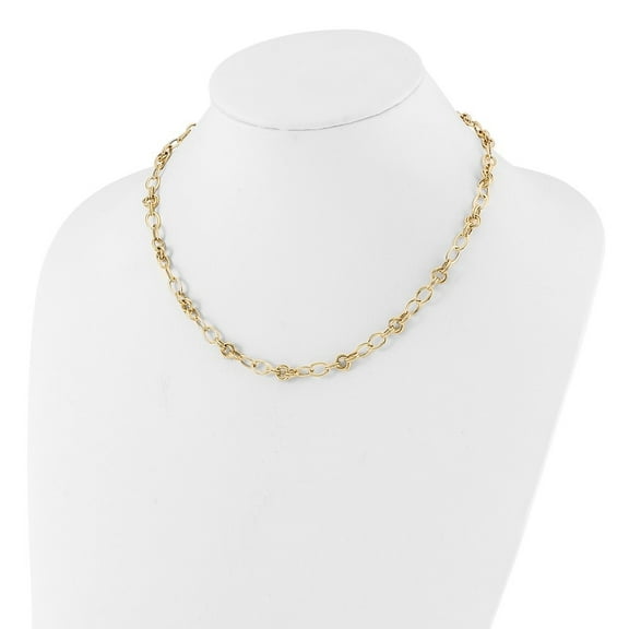 Diamond2Deal 14k Yellow Gold Polished and Textured Fancy Link Necklace for Men 18.5"