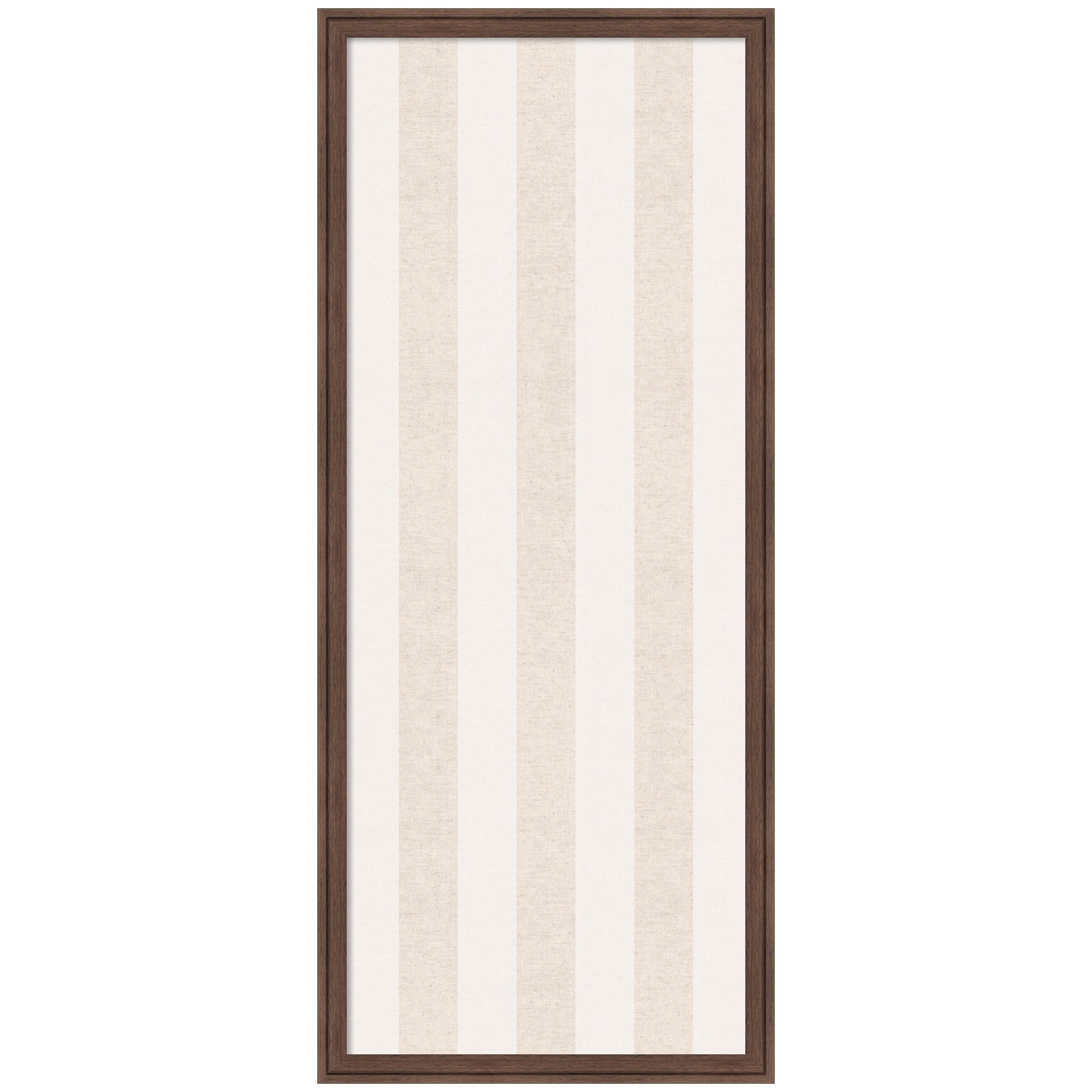 Kate and Laurel Framed Fabric Pinboard 18 x 42,  Printed Linen Classic Bulletin Board for Use as a Vision Board or Wall Organization, Florence Medium Brown Frame