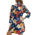 thumbnail image 2 of Xoenoiee Tropical Plumeria Palm Leaves Print Swimsuit Cover Up for Women 2026 Button Down Shirt V Neck Long Sleeve Beach Cover Ups Vacation Outfit with Pockets, XL, 2 of 7