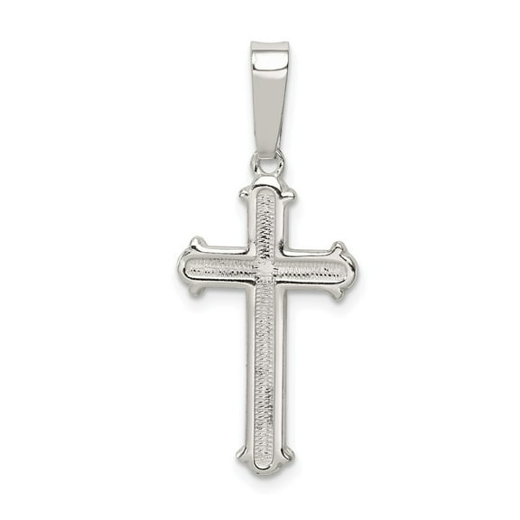 White Sterling Silver Charm Pendant 23 13 Polished And Texture Center Finish Cross