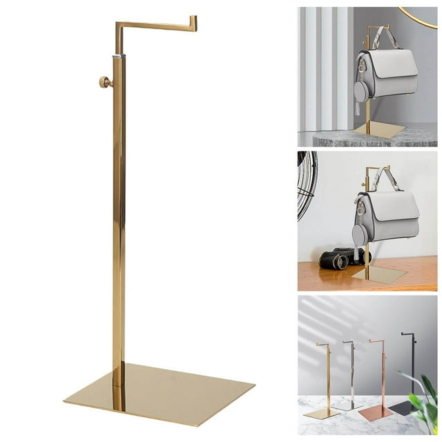 ziyahi Handbag Display Rack Shoulder Bags Purse hat Stainless Steel Stand Multi Purpose for Countertop Gold Mirror