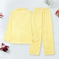 thumbnail image 3 of DuoJiaJ Thin Long Sleeve Suit Spring And Autumn Ice Silk High Sense Ink Painting Leisure Home Clothing Plus Size Satin Pajamas Women Yellow, 3 of 5