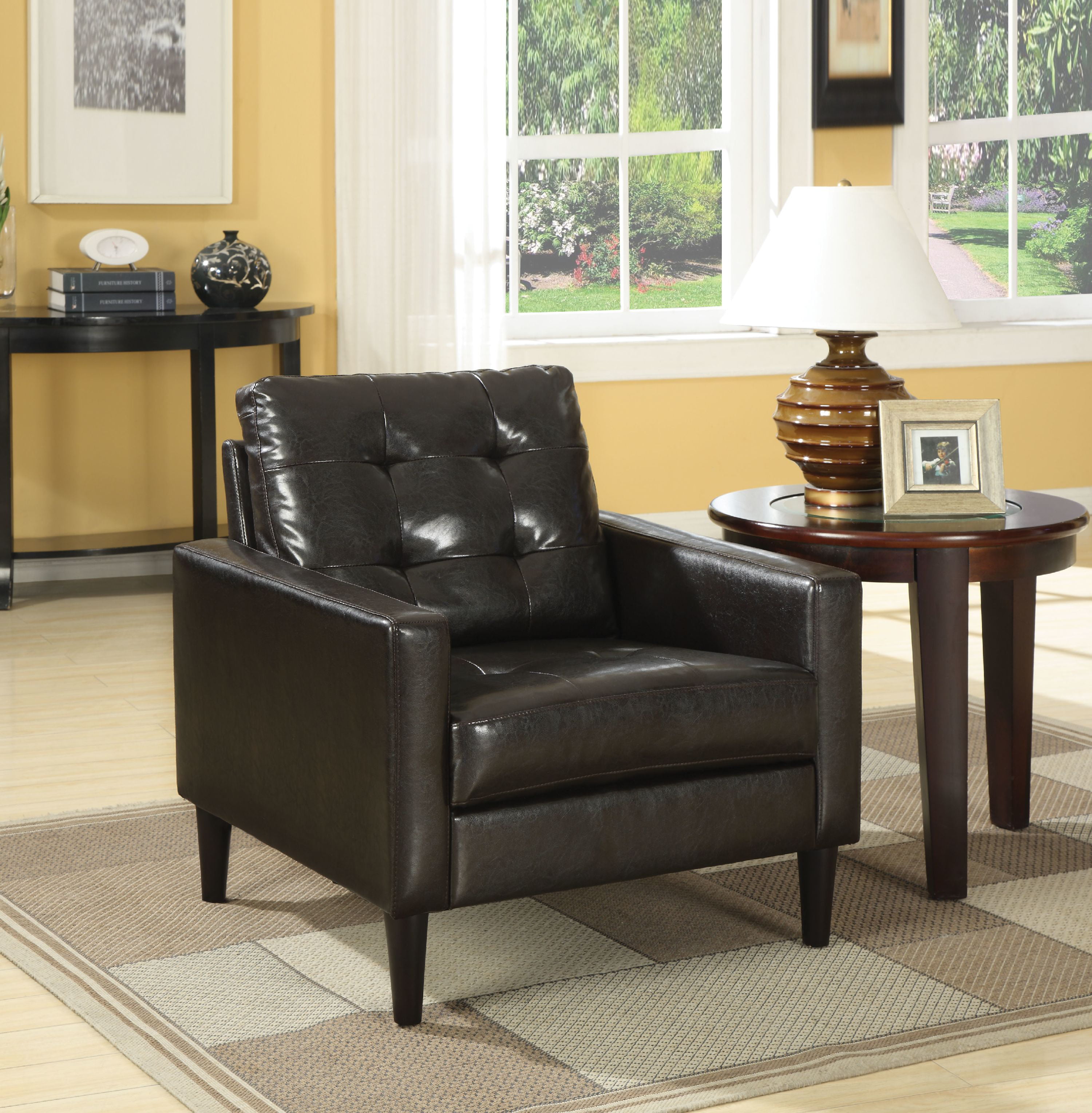 Espresso Faux Leather Accent Chair