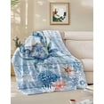 thumbnail image 3 of Throw Blanket Fleece Throw Blanket 40x50in, Coastal Crab Ocean Starfish Coral Soft Lightweight Bed Blankets Farm Blue Wood Board Fuzzy Couch Blankets for All Season, 3 of 9