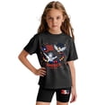 thumbnail image 3 of CCRFTGI America 250 Summer Clothes for Child Girls Size 10-12 Two Piece Outfits Patriotic Cute 250th anniversary usa Clothing Sets Vacation Short Sleeve Tee Top and Shorts Sport Black 5-6 Years, 3 of 6