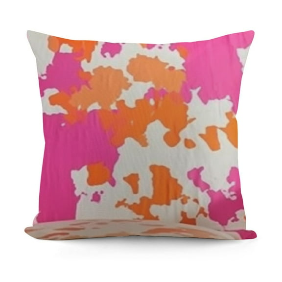 Colorful Color Bold Girly Hot Pink Fuchsia Orange Paint Vibrant Pillow Cover Hidden Zipper Indoor Throw Pillow Case Cushion