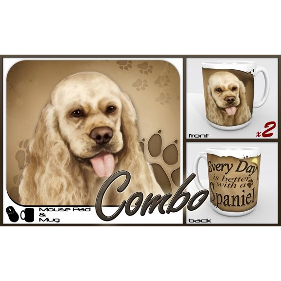 Cocker Spaniel "for Dog Lovers Only" 1 Mouse Pad and 2 Mugs Combo Set