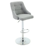 Brage Living Hathaway Button-Tufted Adjustable-Height Barstool - Light Grey