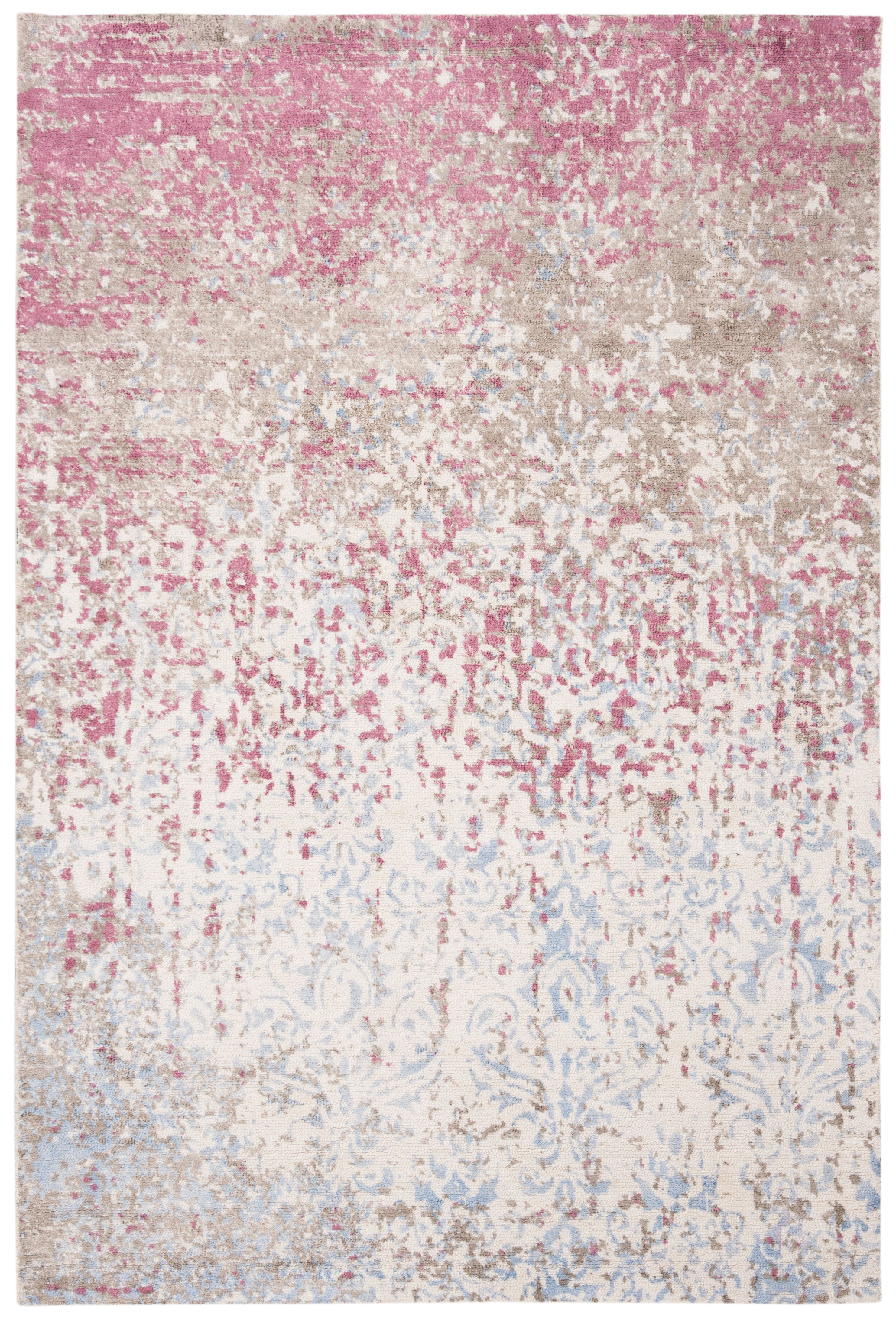 SAFAVIEH Expression Kliment Abstract Area Rug, Ivory/Blue, 4' x 6'