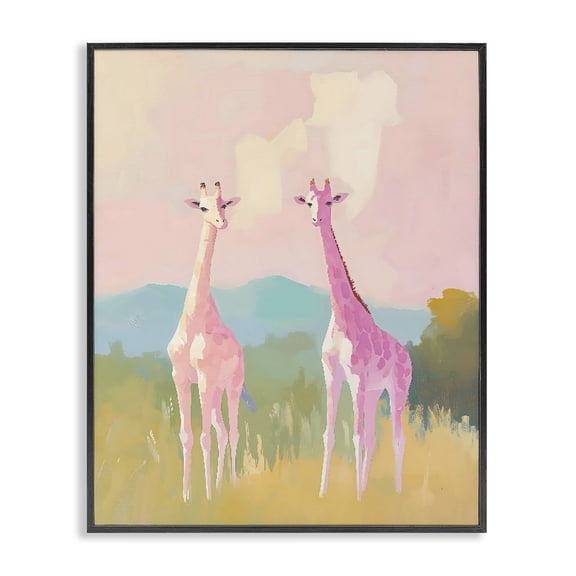 Stupell Industries Pink Giraffes on Savanna Black Framed Giclee Art, design by The Prints Vibe