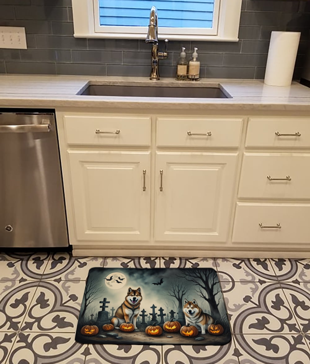 Akita Spooky Halloween Memory Foam Kitchen Mat 27 in x 19 in