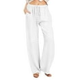 thumbnail image 2 of Mlzmgr Wide Leg Pants for Women High Waisted Loose Casual Comfy Pants Solid Color Trousers with Pockets Eyelet, 2 of 6