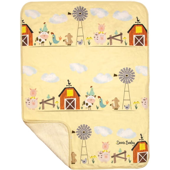 Manual Woodworker AIIZFF Farmyard Friends Fleece Throw Blanket, 30 x 40 inch, Yellow