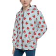 thumbnail image 2 of Picia Hand Drawn Strawberry for Boys Fashion Full-zip Hoodies & Sweatshirts with Kangaroo Pocket,Zip-up Hooded Sweatshirt for Kid, Moisture Wicking & Breathable-Small, 2 of 6