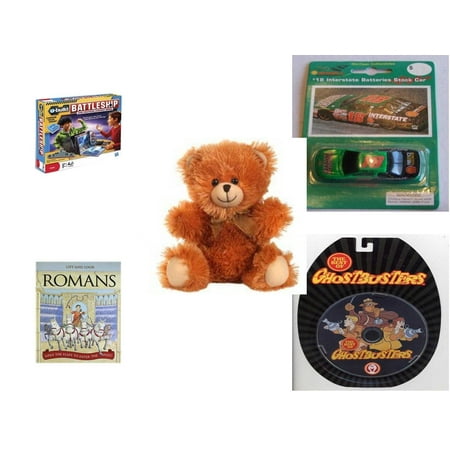 Children's Gift Bundle [5 Piece] -  U-Build Battleship  - Shell #18 Interstate Batteries Bobby Labonte Die Cast  Stock Car  - Fuzzy Friends Teddy Bears  Soft 10