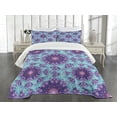 thumbnail image 3 of Ambesonne Purple Mandala Quilted Bedspread Set 3 Pcs, Mosaic Fractal, King Size, Sky Blue Mauve, 3 of 5
