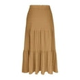 thumbnail image 5 of Sevevn Women Solid Color Casual Long Skirt With High Waist And Flowing Long Skirt With Pockets And Half Skirt, 5 of 8