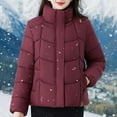 thumbnail image 6 of AUNVITO Women's Quilted Winter Coat Long Sleeve Hoodless Solid Color Polyester Casual Outerwear, 6 of 8
