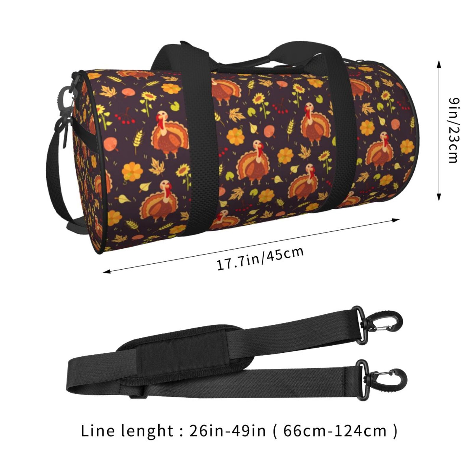 Vsdgher Turkey Bird 45L Foldable Duffel Bag, Sports Gym Bag,Overnight Bag, Portable Weekender Bag for Airplanes