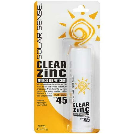 CCA Industries Solar Sense Clear Zinc Sport Stick, 0.45 oz