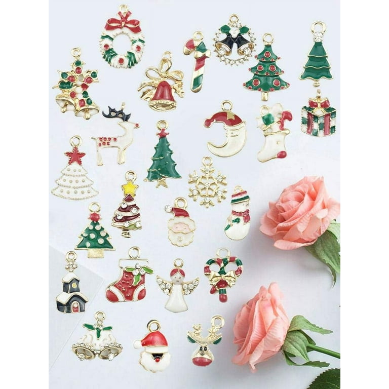 50-200Pcs Mix Random Christmas Drop Oil Alloy Pendant Colorful Enamel Christmas Charms for DIY Necklace Jewelry Accessories Christmas Supplies,Temu