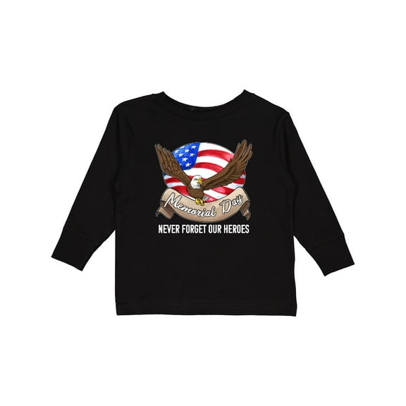 Inktastic Memorial Day- Never Forget Our Heroes- Bald Eagle Boys or Girls Long Sleeve Toddler T-Shirt
