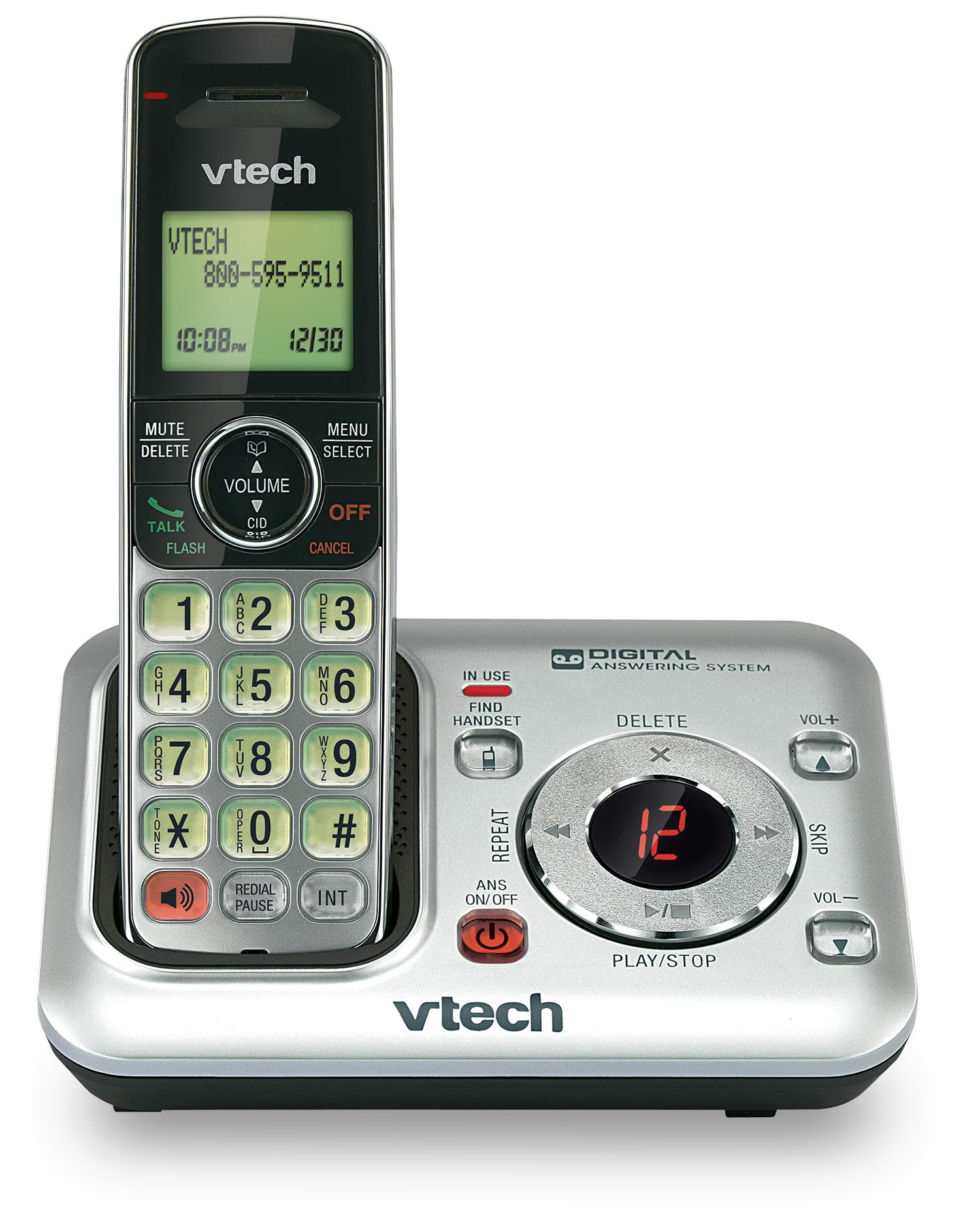 VTech 3-Handset DECT 6.0 Cordless Phone with Answering System and Caller ID, Expandable up to 5 Handsets, Wall-Mountable - image 3 of 3
