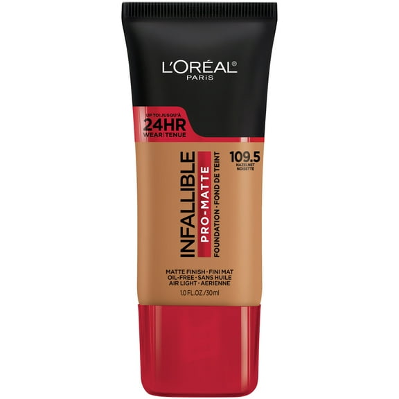 L'Oreal Paris Infallible Pro-Matte Liquid Foundation Makeup, 109.5 Hazelnut, 1 fl oz
