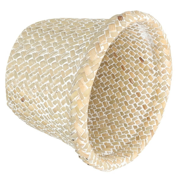 Woven Wastebasket Wastepaper Storage Medium Trash White