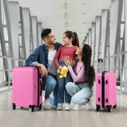 Zimtown 3 Piece Nested Spinner Suitcase Luggage Set With TSA Lock Pink