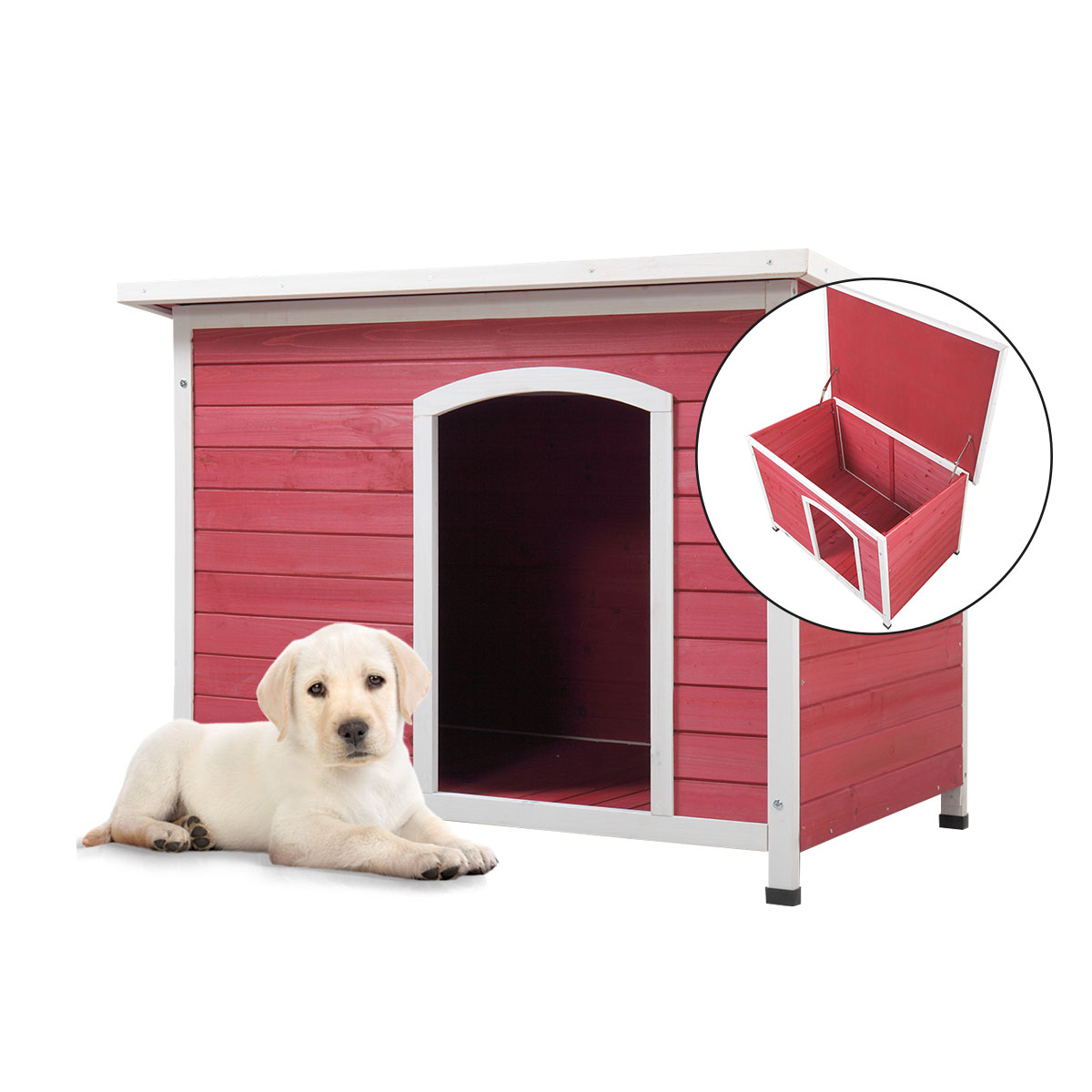 Veryke Dog Houses, Pet House w/ Opening Roof for Small Dogs, Outdoor