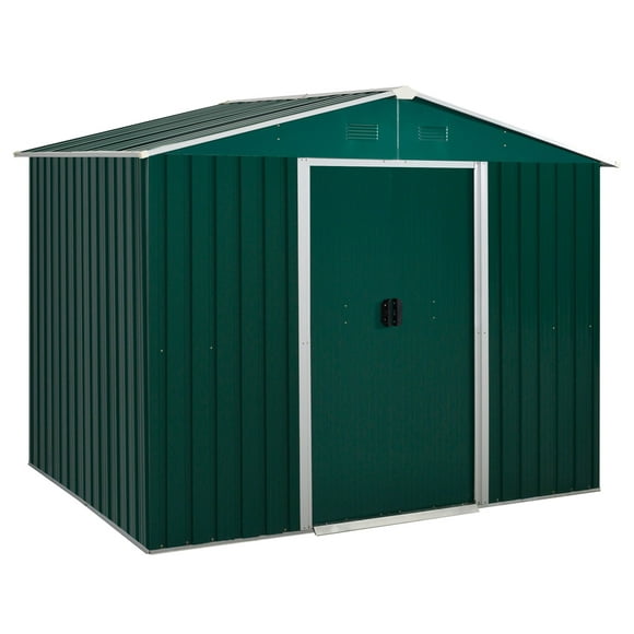 Outsunny 8'x6' Metal Outdoor Storage Shed w/ Sliding Doors and Vents Green