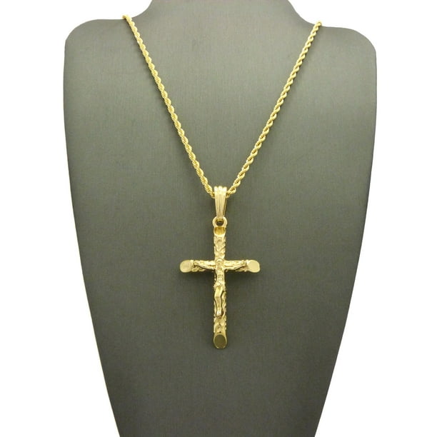 NYFASHION101 Crucifix Jesus on Rugged Cross Pendant with Chain
