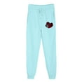 thumbnail image 2 of CLOISE Jogger Sweatpants Women Baggy Fleece Joggers Lounge Pull on Low Rise Elastic Bottom Pants Sky Blue Gym Elastic Waist Drawstring Heart Sweatpants with Pockets Fashion Basic Long Sweatpants, 2 of 5