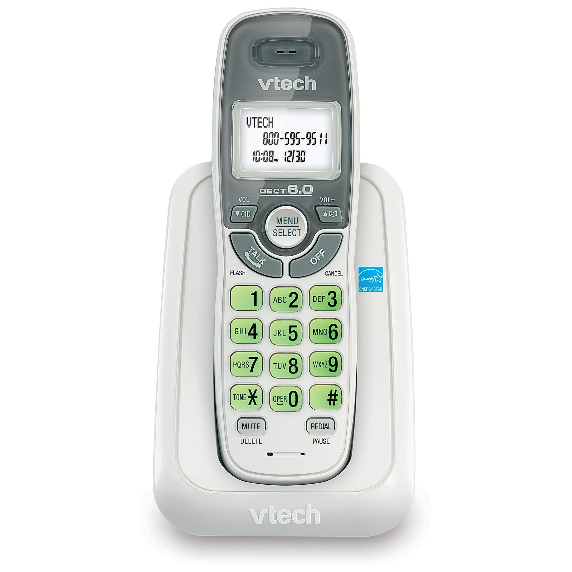 VTech CS6114 DECT 6.0 Cordless Phone Caller ID White 1 Handset 80-7718-06