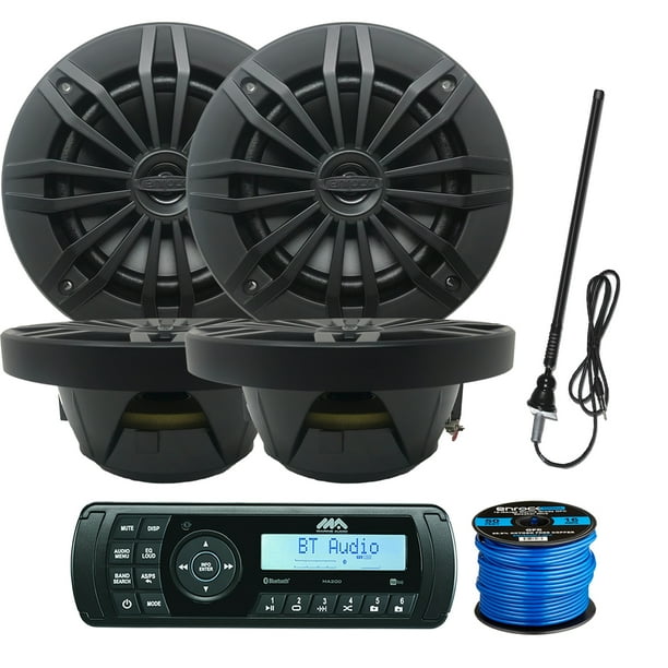 Jensen Marine Audio MA200 AM/FM/USB/Bluetooth Waterproof Stereo, 4 x