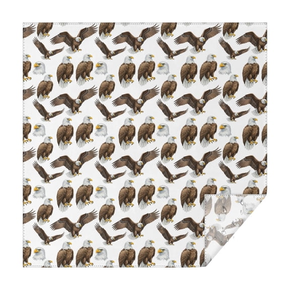 70x70 Inch Square Tablecloth, Thick & Durable, Washable, Fits Square or Round Table, Party, Wedding, Buffet,Eagle Realistic White Pattern