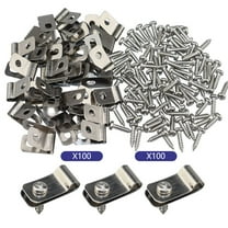Kezqiaxn Gardening Supplies 100 Pcs Fence Wire Clamps with 100 Pcs Screws Metal Wire Clips Mount Welded Wire To Vinyl Wood Or Metal Fence for 12-16 Gauge Wire Fencing White
