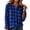 Blue, variant on Women's Checkered Button Down Shirts Lightweight Soft Henley Roll Up Long Sleeve Tops Relaxed Casual Fall Layering Blouses L
