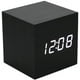 thumbnail image 1 of Reloj despertador de madera - Mini reloj digital LED con pantalla de hora y temperatura, 3 niveles de brillo y control por voz - Ideal para casa y viajes - Negro, 1 of 5
