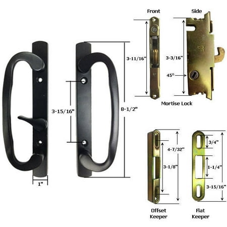 Sliding Glass Patio Door Handle Kit With Mortise Lock And Keepers
