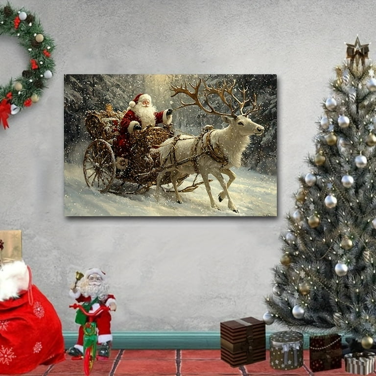 Vintage Christmas Framed Canvas Wall Art - 12x16 Inch Still Life Candle & Pinecone Painting, Holiday Decor 4 thumbnail image