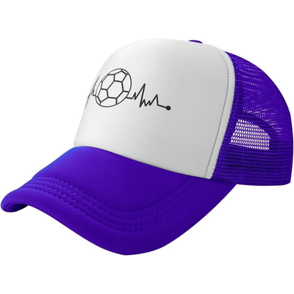Heartbeat Soccer Ball Mesh Baseball Cap, Adjustable Trucker Hat Snapback Hiphop Cap for Men Women