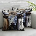 thumbnail image 3 of GOSMITH  Highland Cow Pillow Cases Cushion Covers Kids Highland Cattle Throw Pillow Covers   Soft Leopard Print Decorative Throw Pillowcases forWood Grain Grey Brown Cushion Cases, 3 of 5