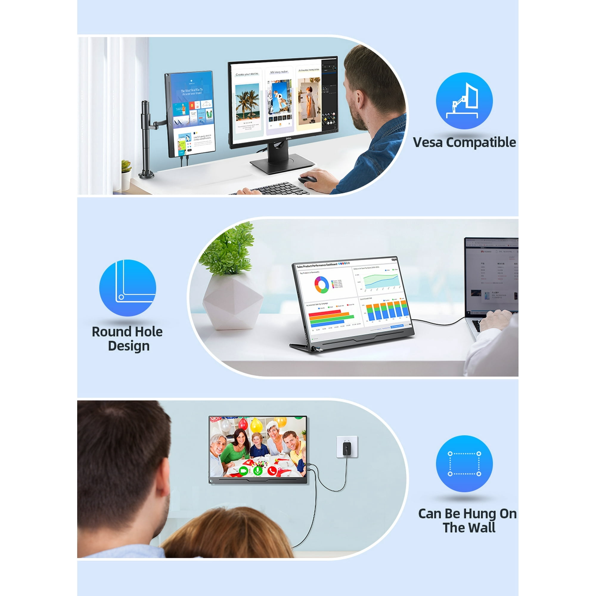 UPERFECT Portable Gaming Monitor, 13.3" 1080P FHD IPS Display, Console Monitor for Laptop PS4/5 PC Phone Xbox Switch